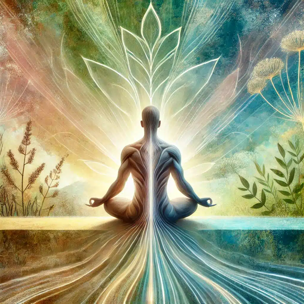 Benefits of pranayama represented by a serene individual in a meditative posture, symbolizing the essence of Pranayama and the flow of life energy